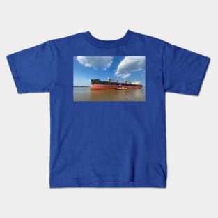 Ship and Tugboat on the Mississippi River Kids T-Shirt